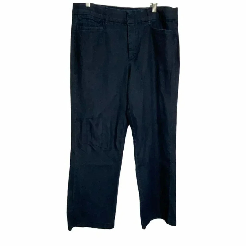 JM‎ Collection Straight Leg Pants 12S Dark Wash Indigo Denim Stretch Petite